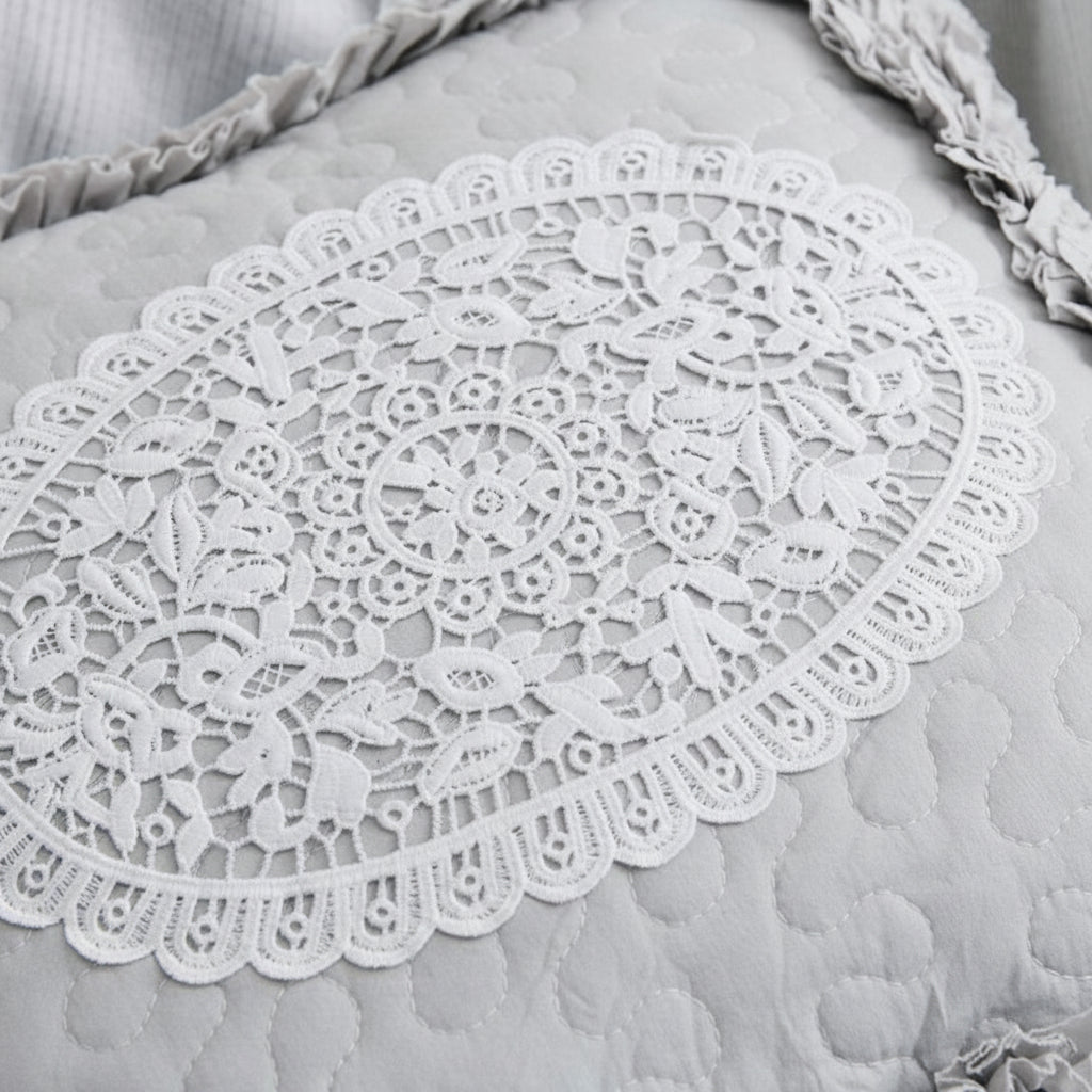 'Frills & Lace' cotton cushion cover