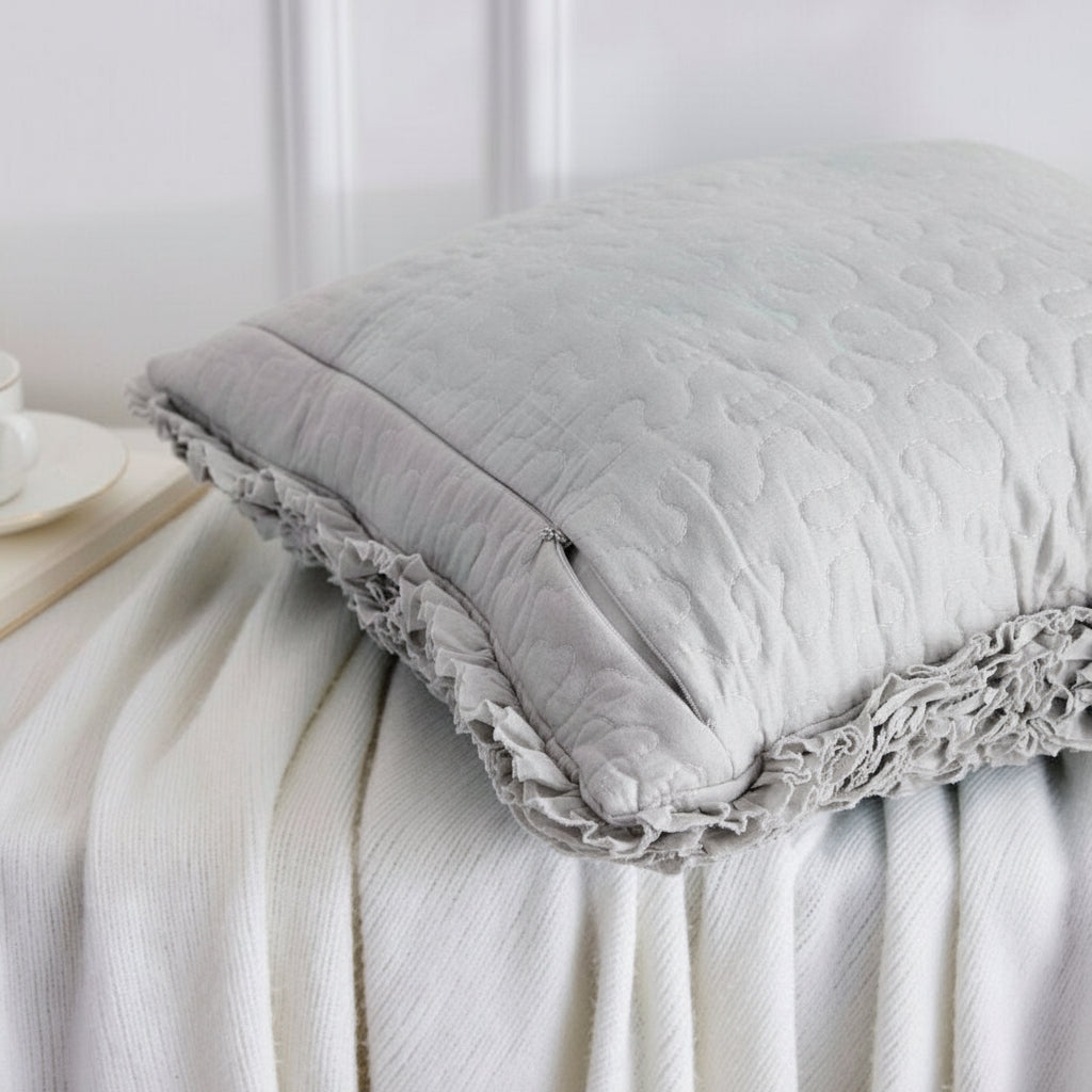 'Frills & Lace' cotton cushion cover