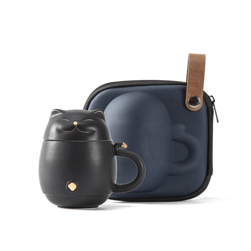 'The Lucky Cat' portable ceramic stone mug