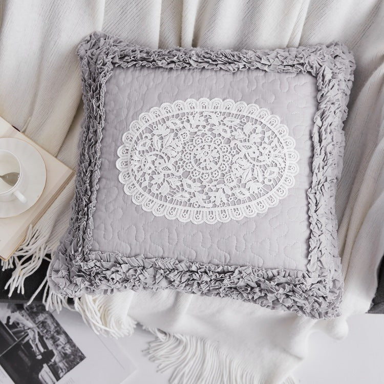 'Frills & Lace' cotton cushion cover