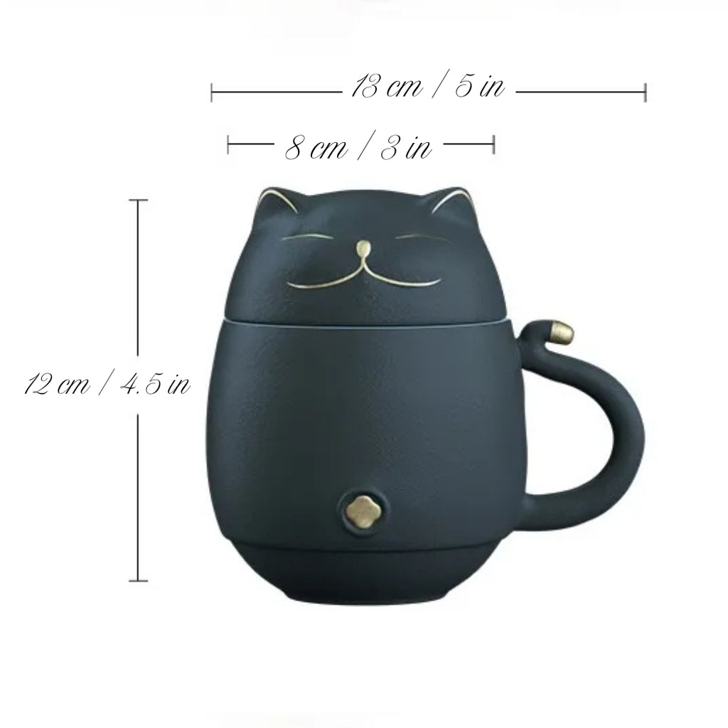 'The Lucky Cat' portable ceramic stone mug